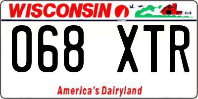 WI license plate 068XTR