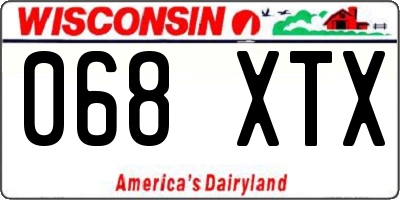 WI license plate 068XTX