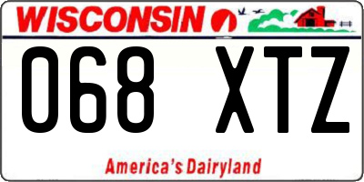 WI license plate 068XTZ
