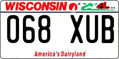 WI license plate 068XUB