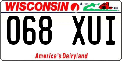 WI license plate 068XUI