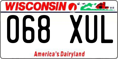 WI license plate 068XUL