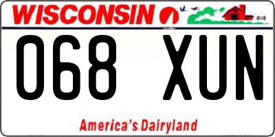 WI license plate 068XUN