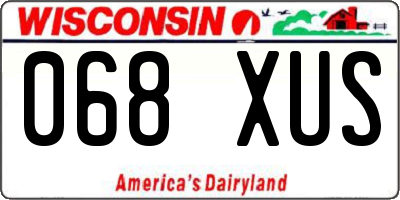 WI license plate 068XUS