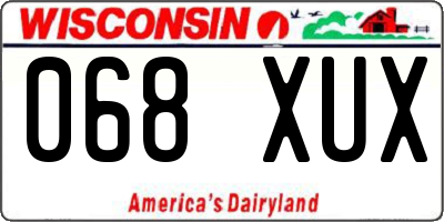 WI license plate 068XUX