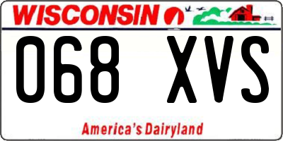 WI license plate 068XVS