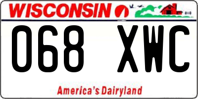 WI license plate 068XWC