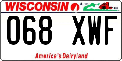 WI license plate 068XWF
