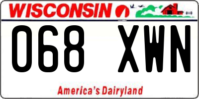 WI license plate 068XWN