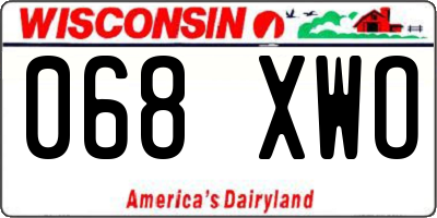 WI license plate 068XWO