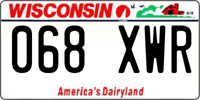 WI license plate 068XWR