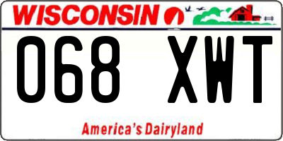 WI license plate 068XWT