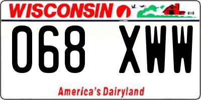 WI license plate 068XWW