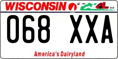 WI license plate 068XXA