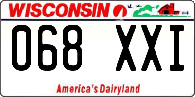 WI license plate 068XXI