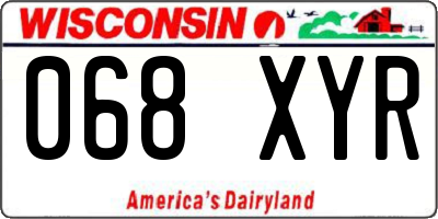 WI license plate 068XYR