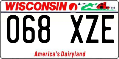 WI license plate 068XZE