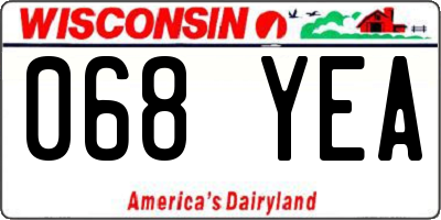 WI license plate 068YEA