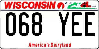 WI license plate 068YEE
