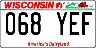 WI license plate 068YEF
