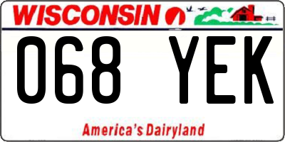WI license plate 068YEK