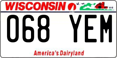 WI license plate 068YEM