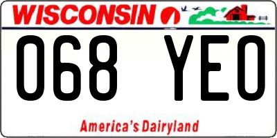 WI license plate 068YEO