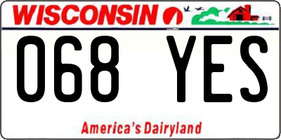 WI license plate 068YES