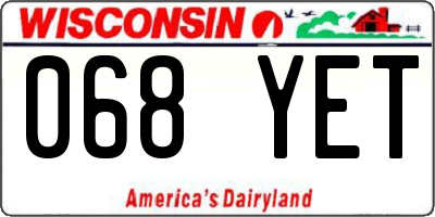 WI license plate 068YET