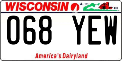 WI license plate 068YEW