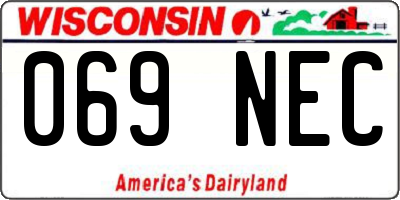 WI license plate 069NEC