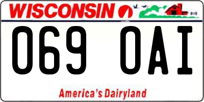 WI license plate 069OAI