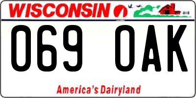 WI license plate 069OAK