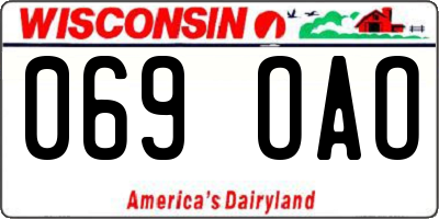 WI license plate 069OAO