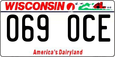 WI license plate 069OCE