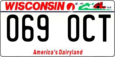 WI license plate 069OCT
