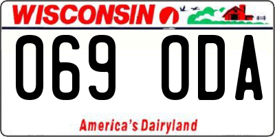WI license plate 069ODA