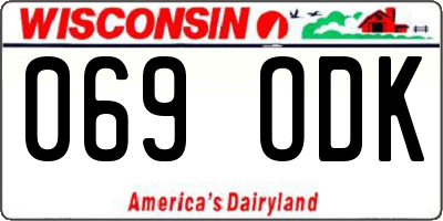 WI license plate 069ODK