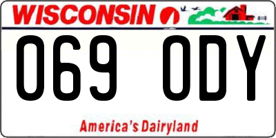 WI license plate 069ODY