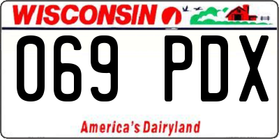 WI license plate 069PDX