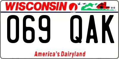 WI license plate 069QAK