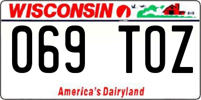 WI license plate 069TOZ