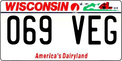 WI license plate 069VEG