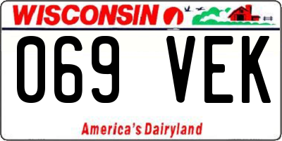 WI license plate 069VEK