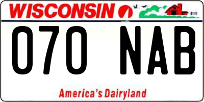 WI license plate 070NAB