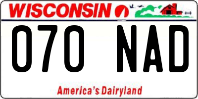 WI license plate 070NAD