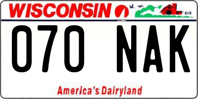 WI license plate 070NAK