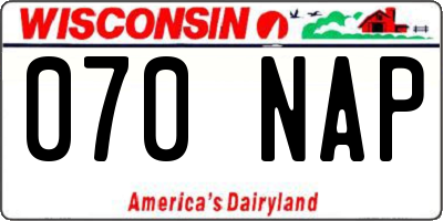 WI license plate 070NAP