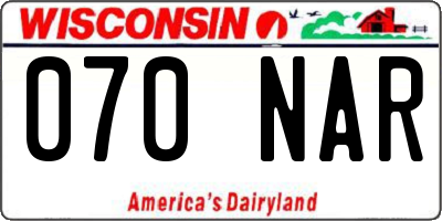 WI license plate 070NAR