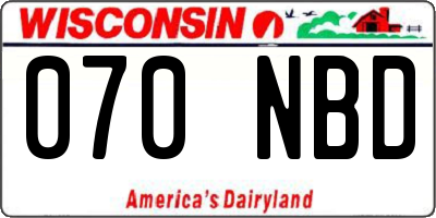 WI license plate 070NBD